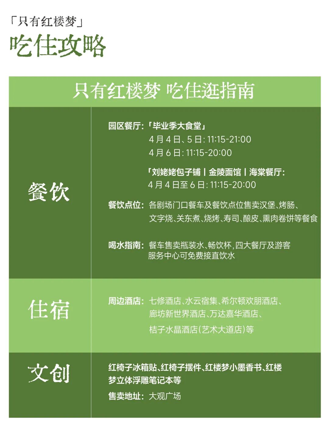 只有红楼梦戏剧幻城 餐饮地图
